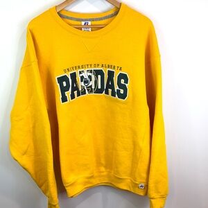 University of Alberta Russell athleticsPandas Yellow Crewneck Sweatshirt size XL